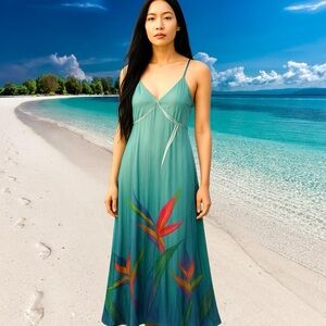 Styleworks brand beautiful blue exotic floral maxi